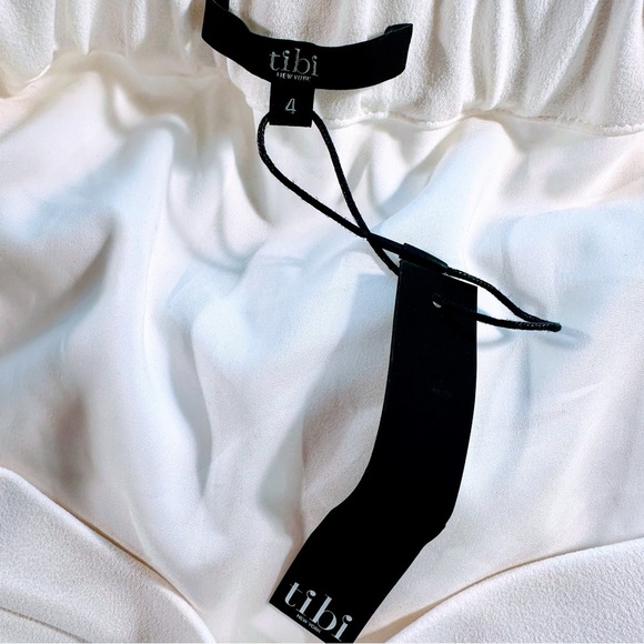 NWT Tibi ‘Structured Crepe Off-The-Shoulder Tie-Detail Dress’ in “Ivory” Size 4 - Picture 4 of 16